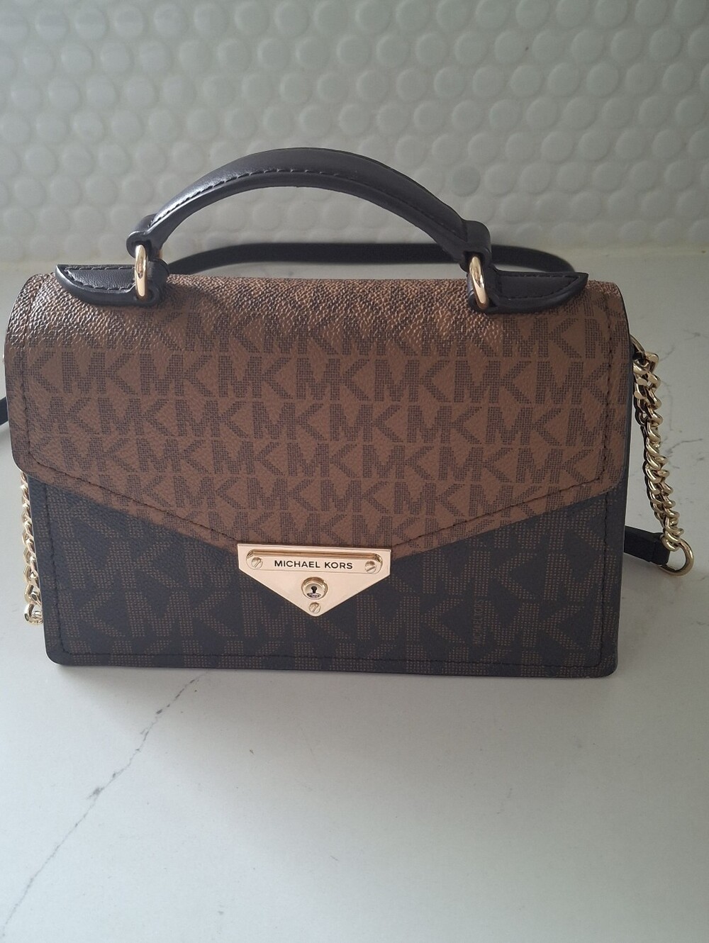 Michael Kors Grace Small Two-Tone Logo Crossbody Bag